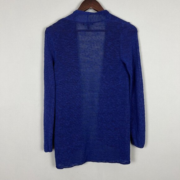 Eileen Fisher Cardigan Sweater PP Petite Purple Linen Cotton Open Knit Coastal - Picture 7 of 11